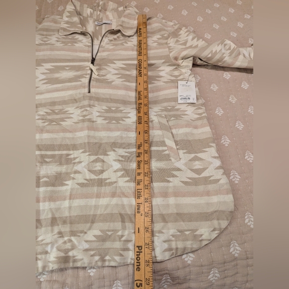 Sonoma 3/4 zip pull over flannel Aztec print large - Picture 11 of 11